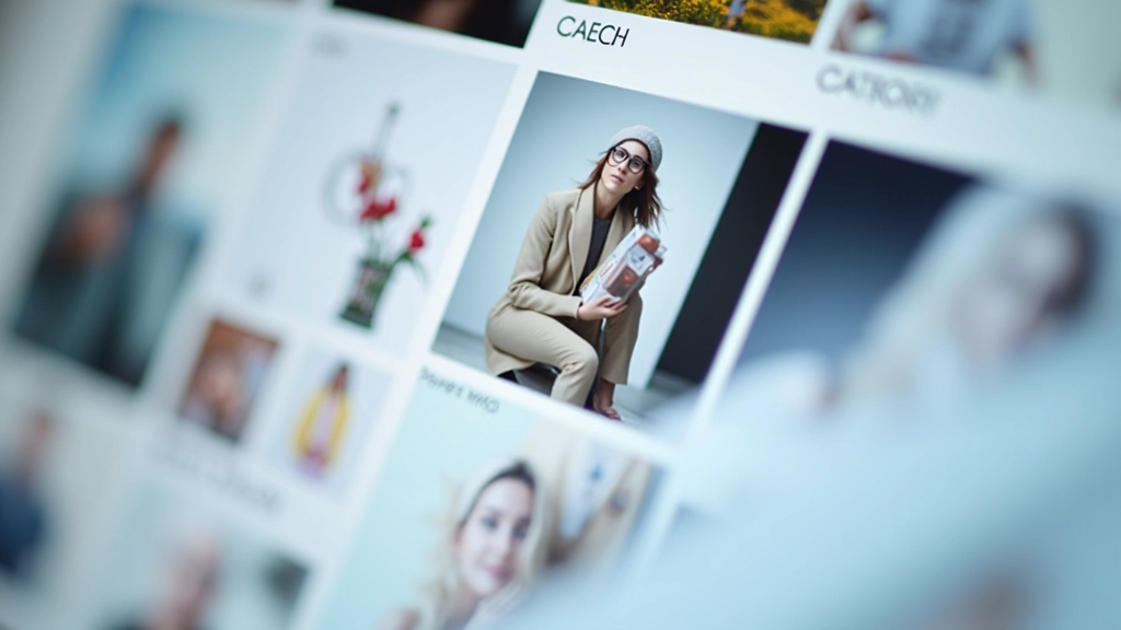 Exemple de méga menu avec images de catégories, montrant comment les vignettes aident à la reconnaissance visuelle et à la navigation rapide